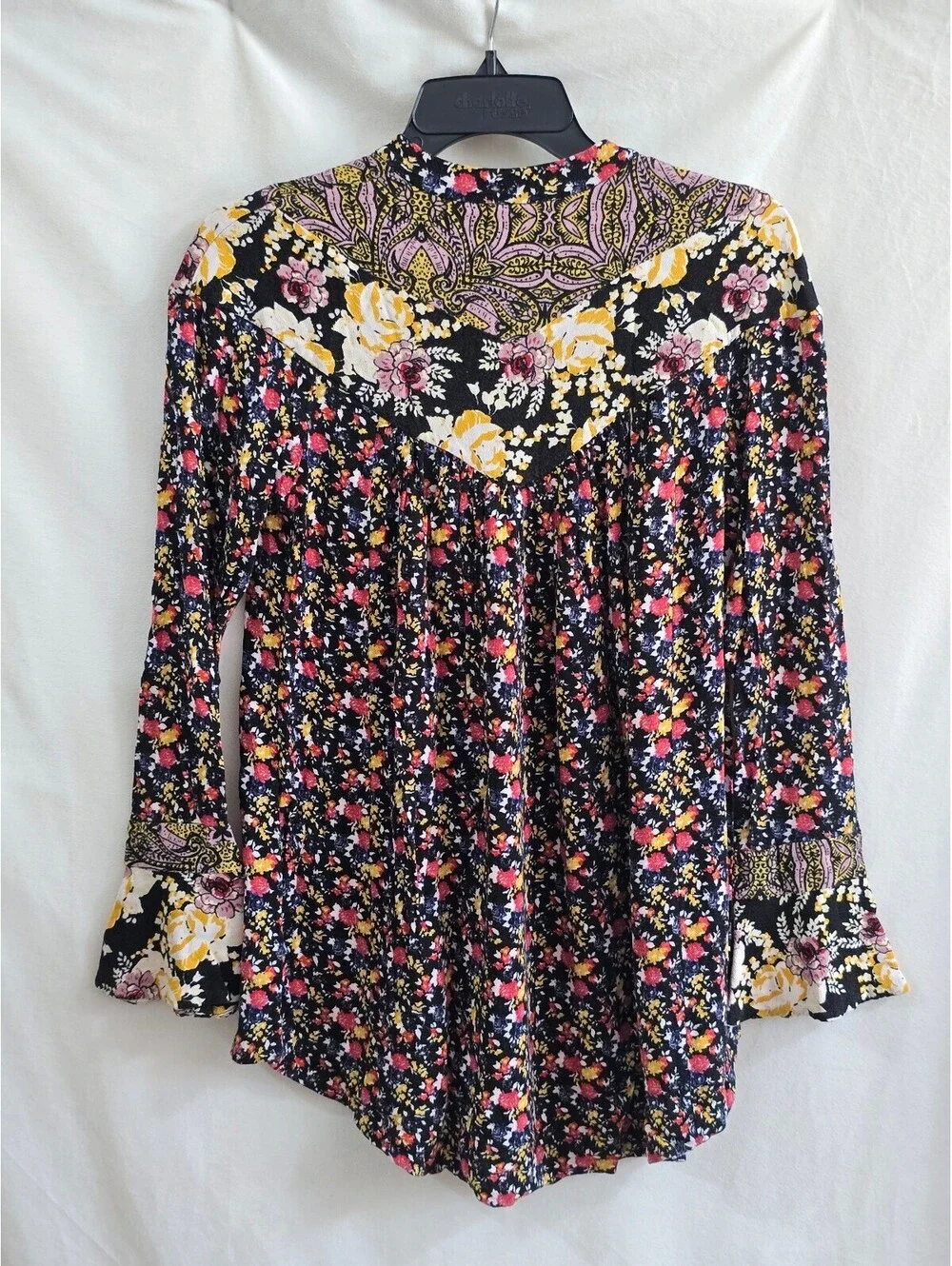 Free People Floral and Paisley Patterned Long Sleeve Blouse Size S/P